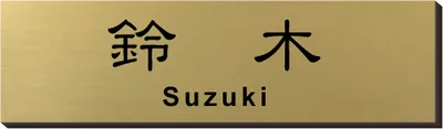 2層板プレート 本体色 1 本体表面：ヘアライン金 文字色：黒