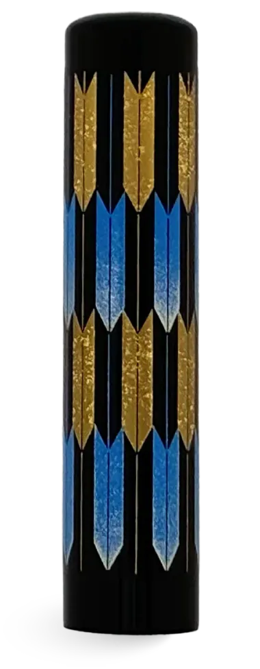 蒔絵黒水牛印鑑 弓矢八幡 青 認印