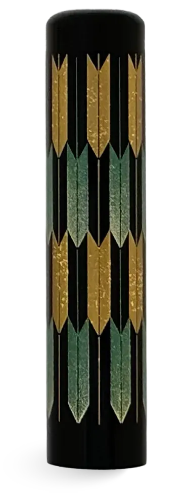 蒔絵黒水牛印鑑 弓矢八幡 緑 認印