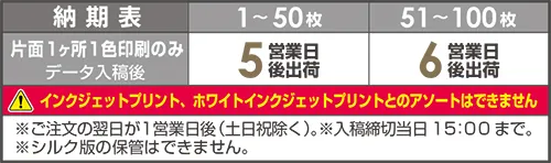 トートバッグ シルクプリント 納期表