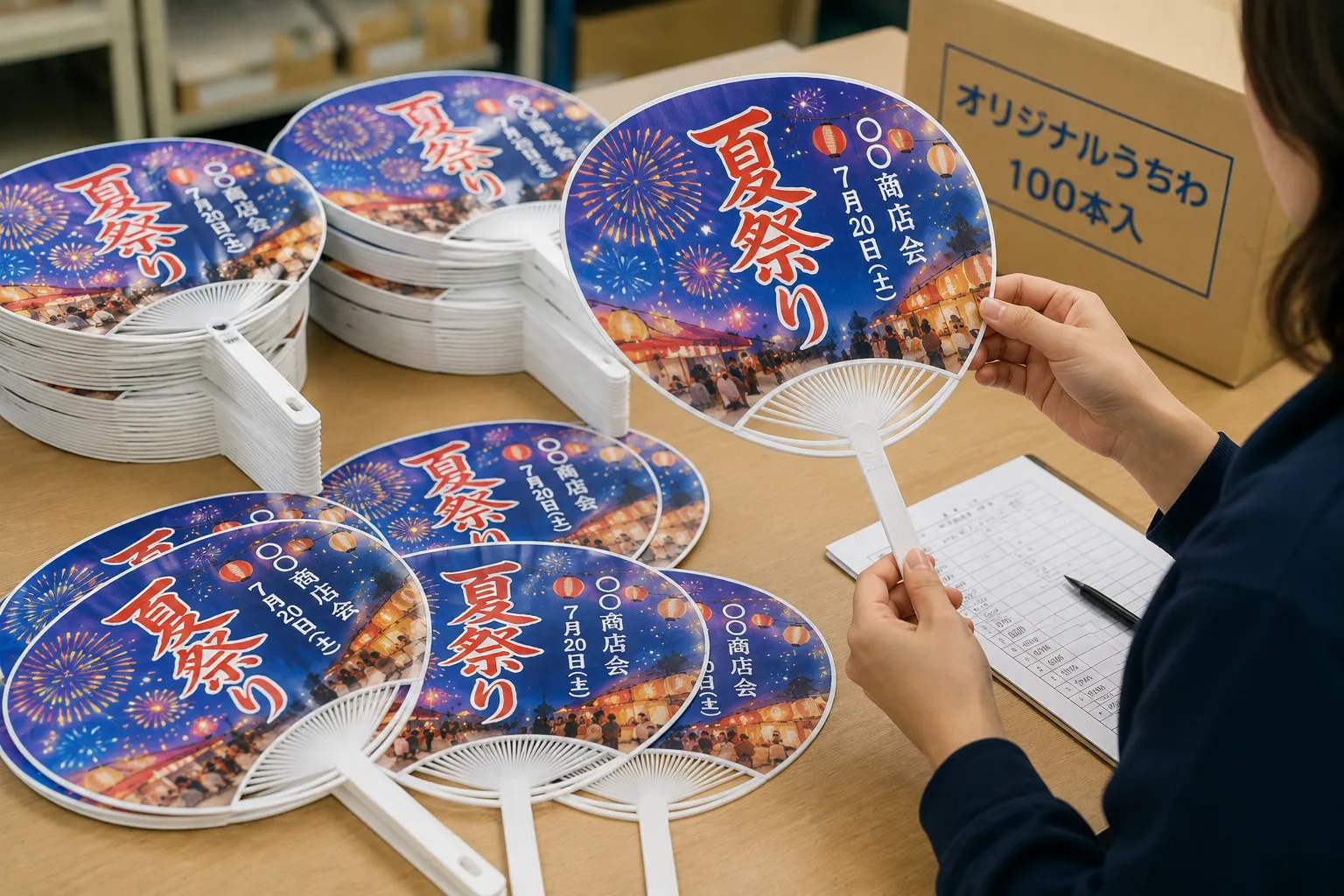 はんこ屋さん21で作成できるオリジナルうちわと名入れうちわの仕上がりサンプル
